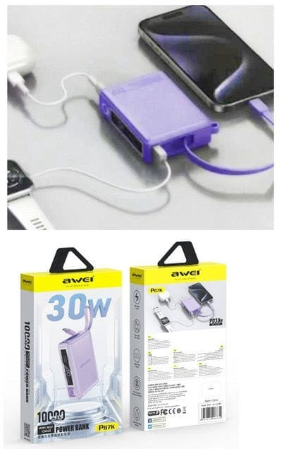 Powerbank - P87K - 10.000mah - 30W - AWEI - 008730 - Purple