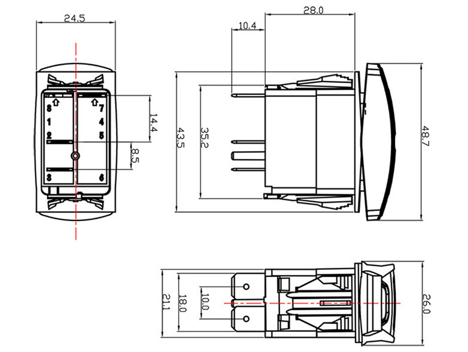 Vehicle light switch On/Off flush-mounted - R-F13214-05-1U - 180959