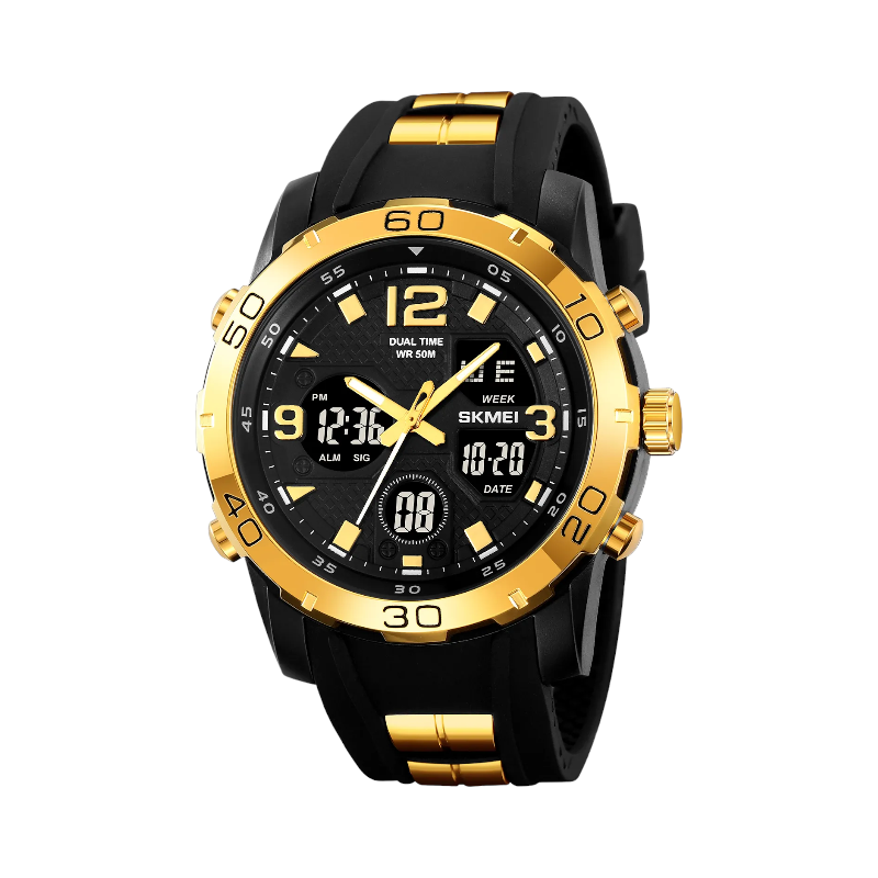 Ψηφιακό/αναλογικό ρολόι χειρός – Skmei - 2102 - Gold/Black - iThinksmart.gr