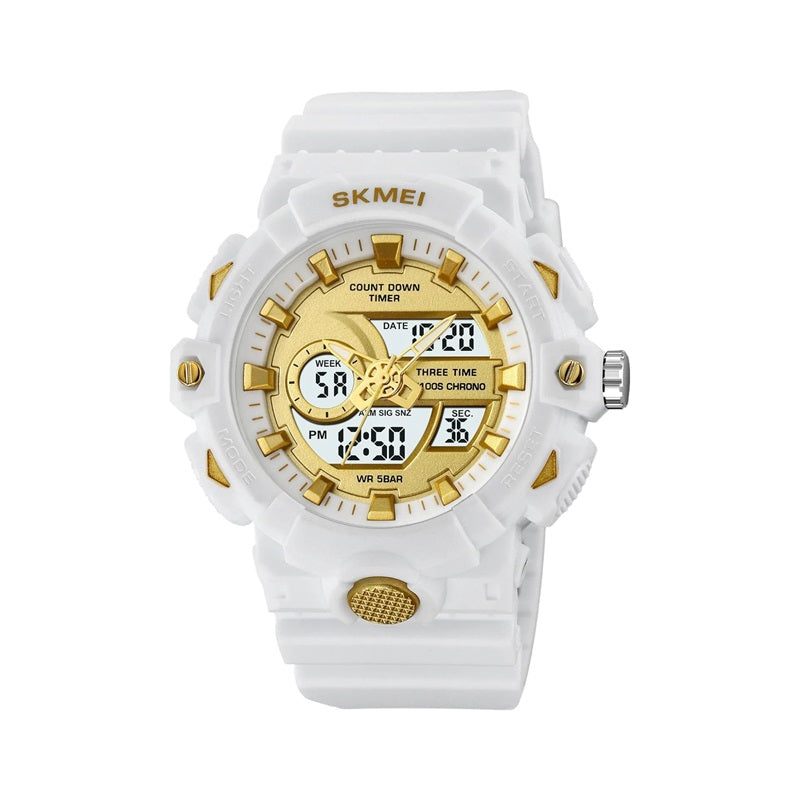 Ψηφιακό/αναλογικό ρολόι χειρός – Skmei - 2225 - White/Gold - iThinksmart.gr