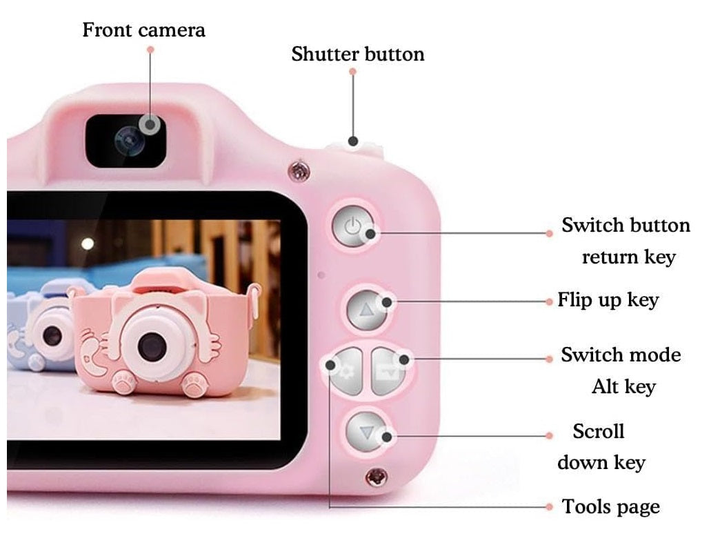 Children's Digital Camera - X200 - Cat - 810576 - Pink