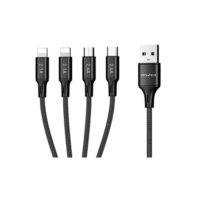 Charging &amp; data cable 4in1 - Fast Charge - CL-129 - 1.5m - AWEI - 887721 