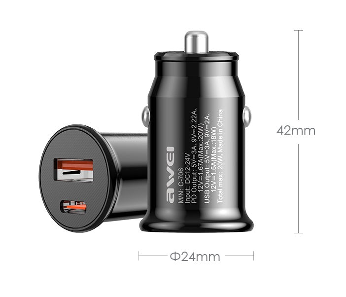 Φορτιστής αναπτήρα αυτοκινήτου - Quick Charger - C706 - AWEI - 888421 - iThinksmart.gr