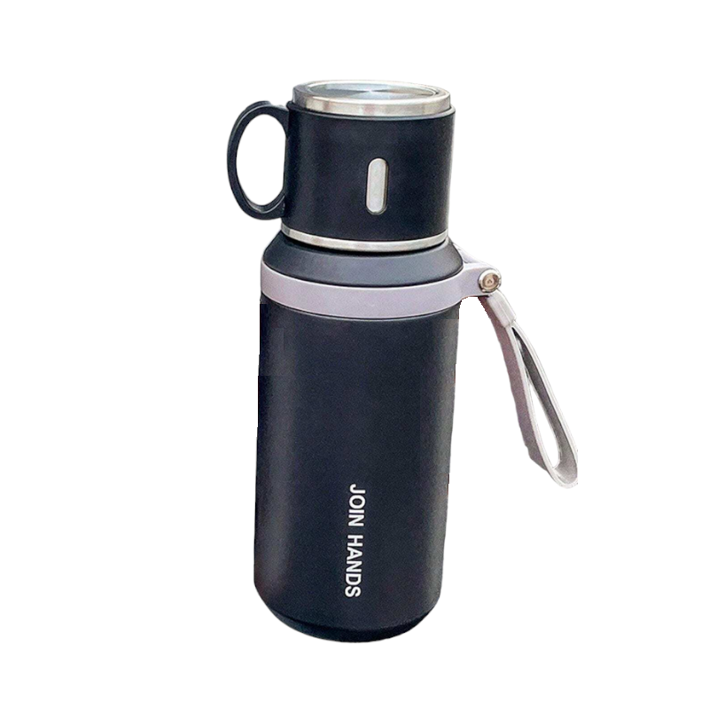 Φορητό παγούρι-θερμός με κούπα - 650ml - 954149 - Black - iThinksmart.gr