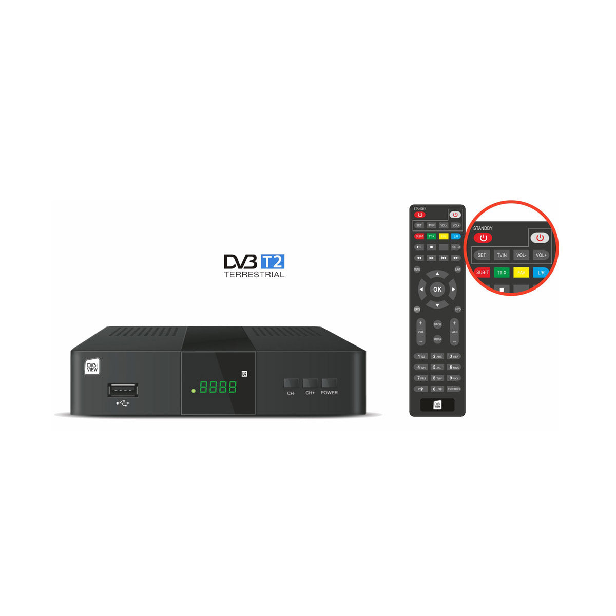 DigiView BHT1402 Επίγειος DVB-T2 Αποκωδικοποιητής Ψηφιακός Δέκτης H265 - iThinksmart.gr