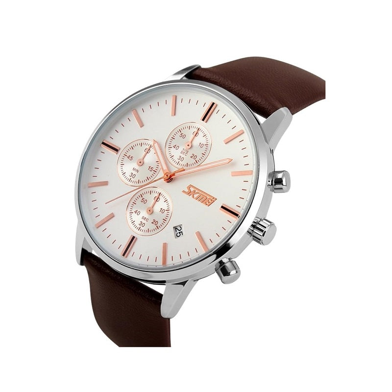 Αναλογικό ρολόι χειρός – Skmei - 9103 - Brown/White - iThinksmart.gr