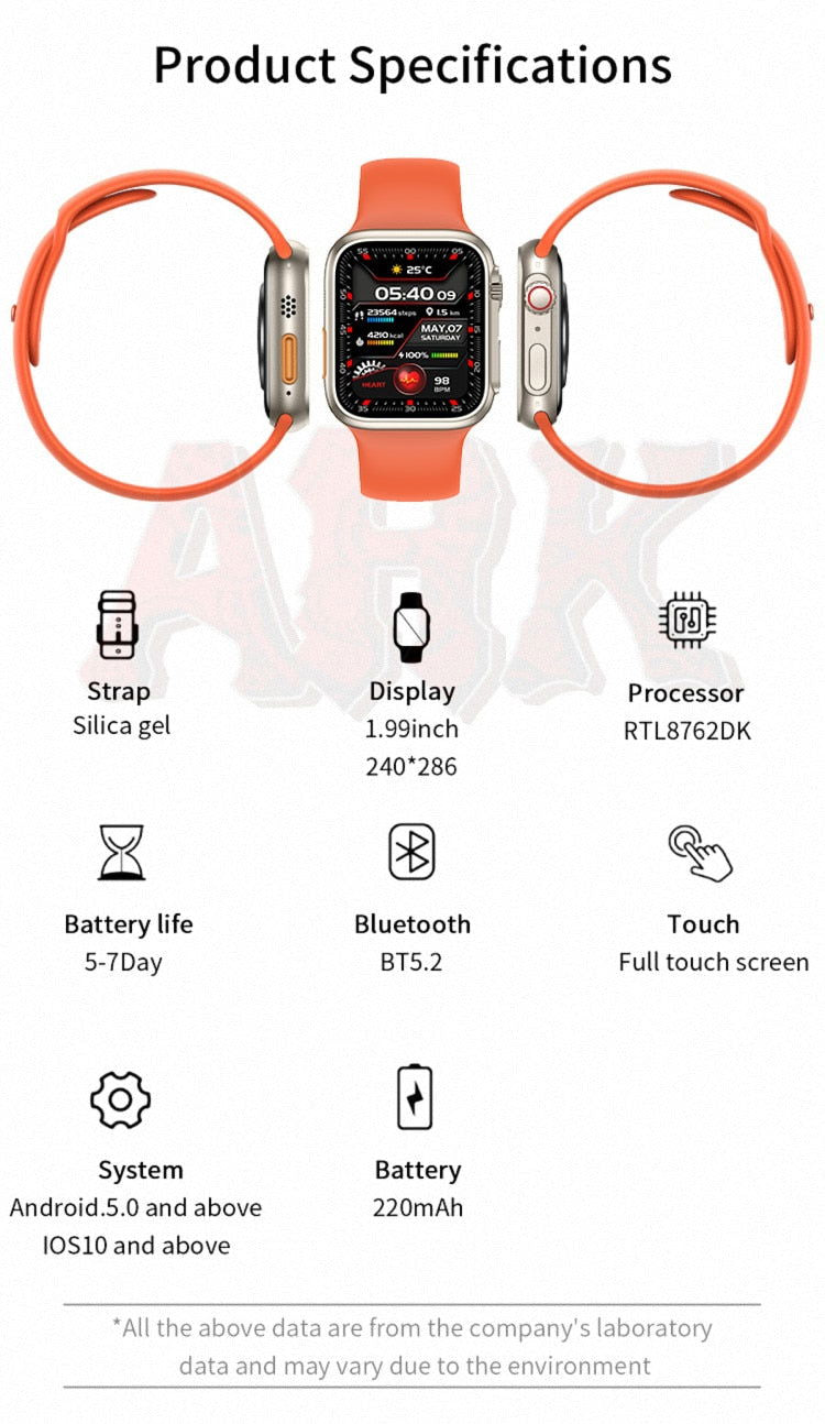 Z59 Ultra Smartwatch Με Παλμογράφο και Οξύμετρο - Πορτοκαλί - iThinksmart.gr