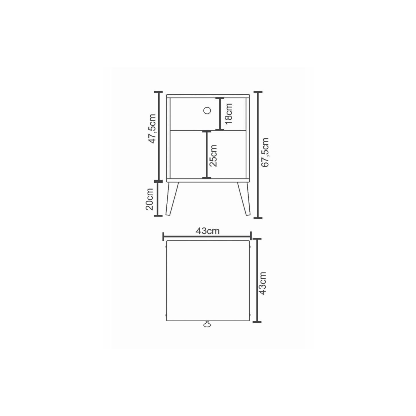 Κομοδίνο AMARI Ανθρακί Μοριοσανίδα 43x43x67.5cm - iThinksmart.gr