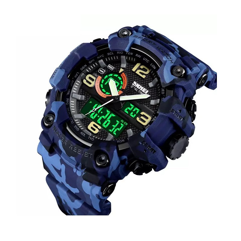 Ψηφιακό/αναλογικό ρολόι χειρός – Skmei - 1520 - Army Blue - iThinksmart.gr